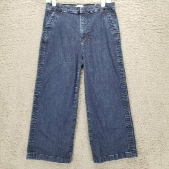 J. Crew Jeans Womens 28 Rayner Dark Wash Stretch High Rise Wide Leg Cropped - Picture 1 of 14